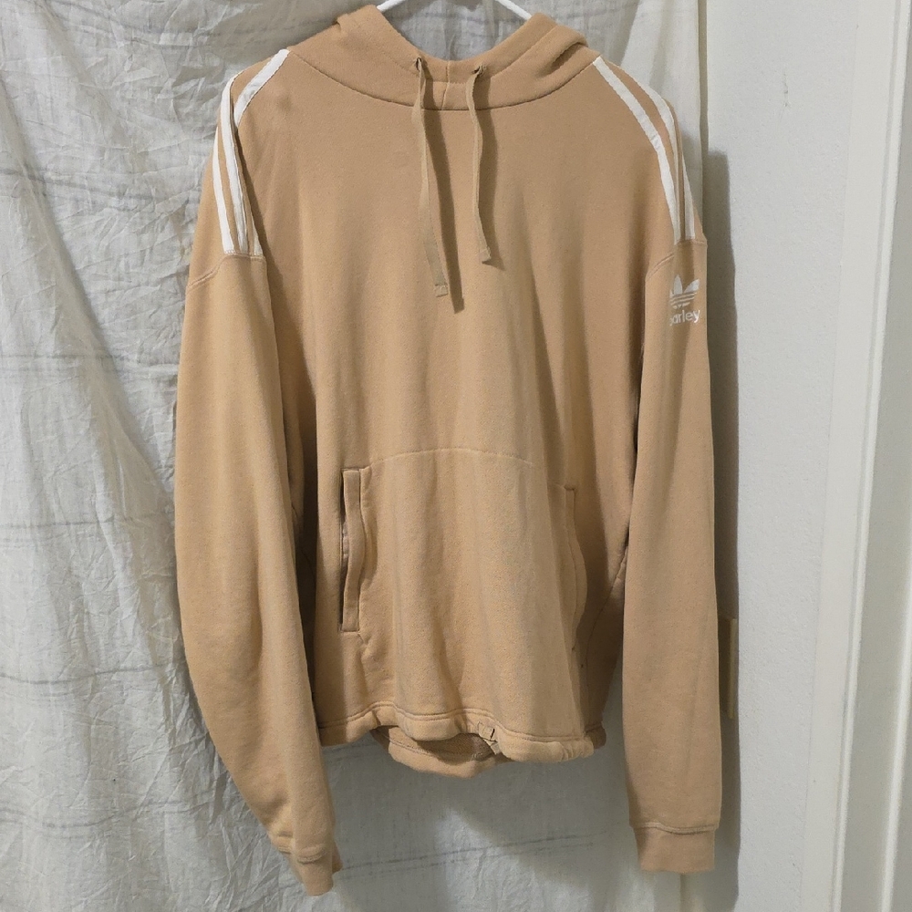 Tan Hoodie with White Stripes